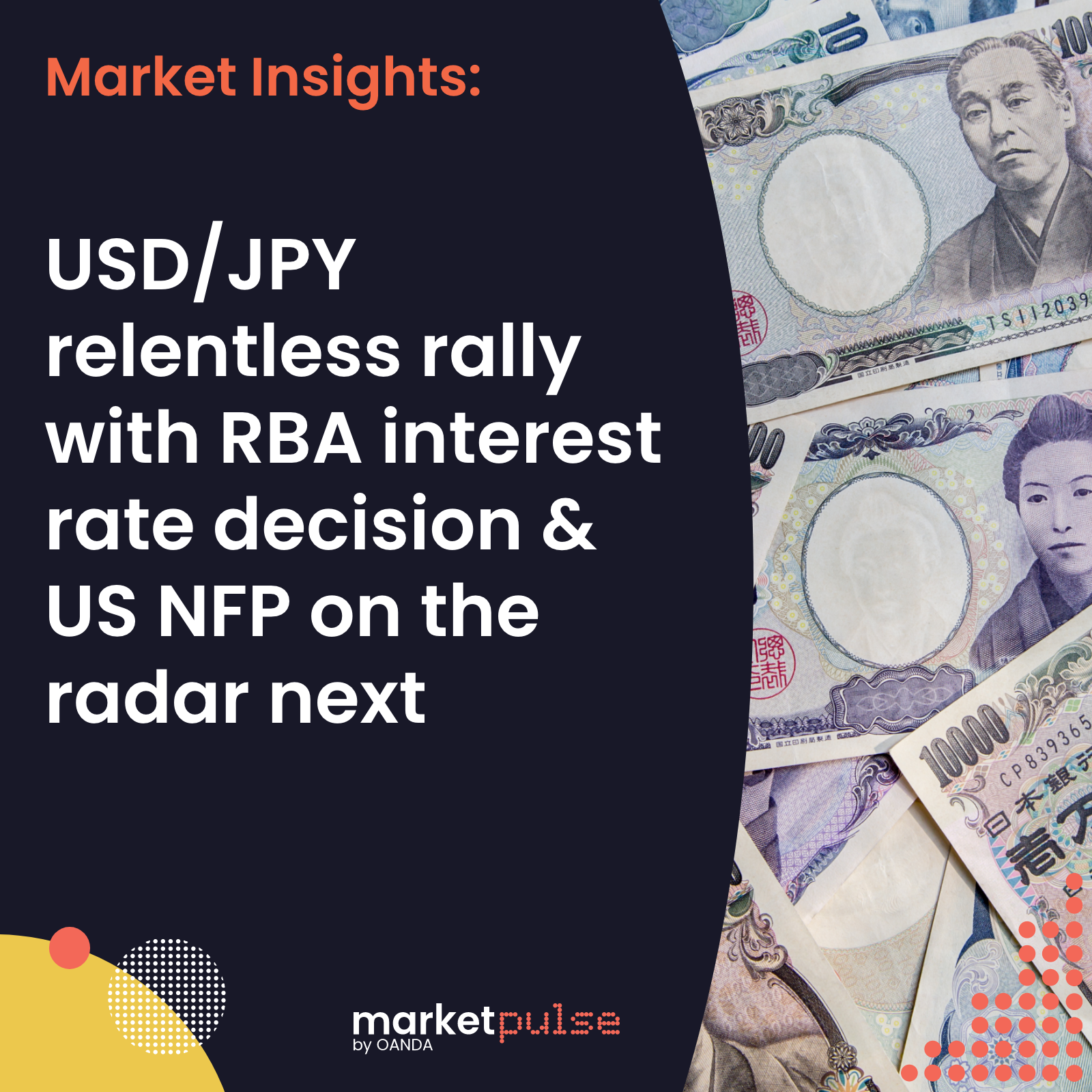 Podcast – USD/JPY relentless rally with RBA interest rate decision and US NFP on the radar next